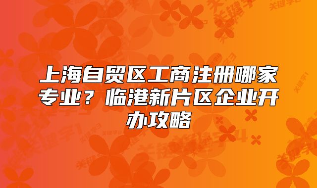 上海自貿(mào)區(qū)工商注冊哪家專業(yè)？臨港新片區(qū)企業(yè)開辦攻略