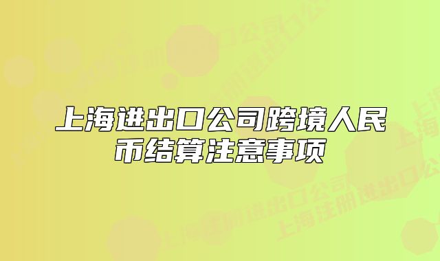 上海進(jìn)出口公司跨境人民幣結(jié)算注意事項(xiàng)