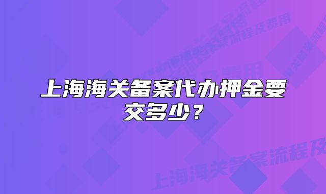 上海海關(guān)備案代辦押金要交多少？