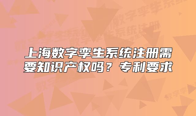 上海數(shù)字孿生系統(tǒng)注冊(cè)需要知識(shí)產(chǎn)權(quán)嗎？專利要求
