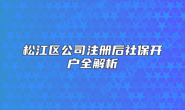 松江區(qū)公司注冊(cè)后社保開(kāi)戶全解析