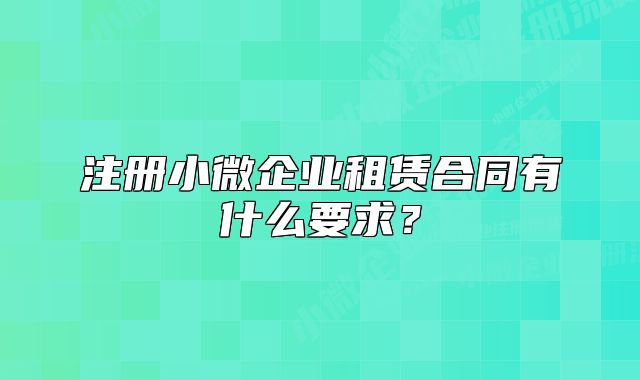 注冊小微企業(yè)租賃合同有什么要求？