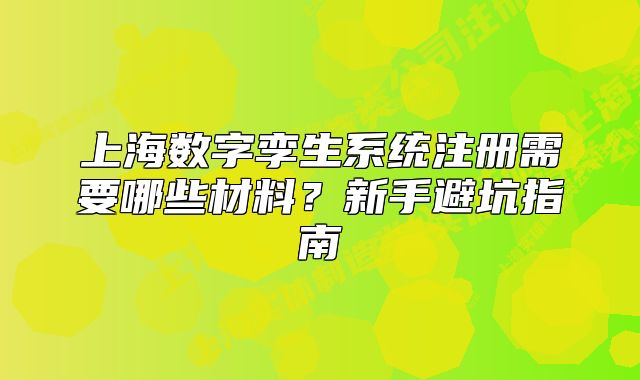 上海數(shù)字孿生系統(tǒng)注冊(cè)需要哪些材料？新手避坑指南