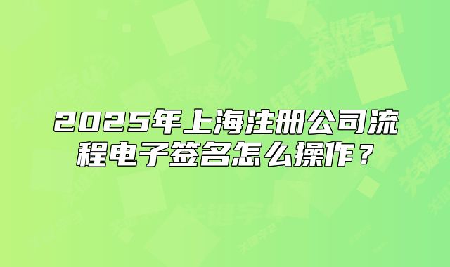2025年上海注冊公司流程電子簽名怎么操作？