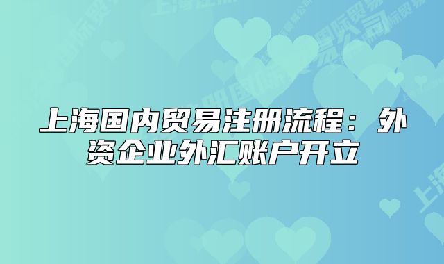 上海國(guó)內(nèi)貿(mào)易注冊(cè)流程：外資企業(yè)外匯賬戶開立