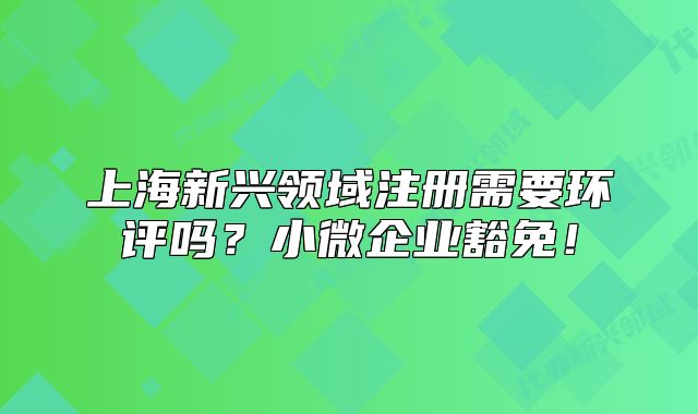 上海新興領域注冊需要環(huán)評嗎？小微企業(yè)豁免！