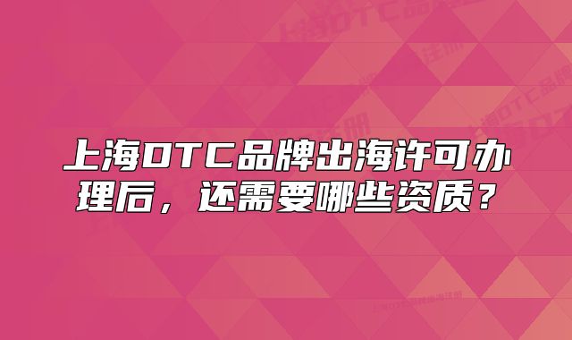 上海DTC品牌出海許可辦理后，還需要哪些資質(zhì)？