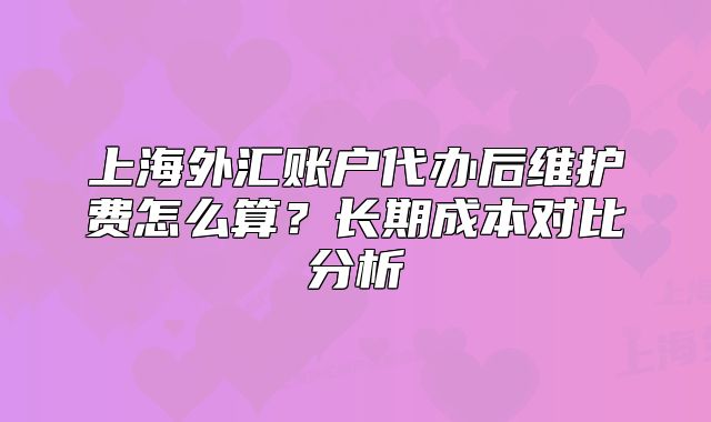 上海外匯賬戶(hù)代辦后維護(hù)費(fèi)怎么算？長(zhǎng)期成本對(duì)比分析