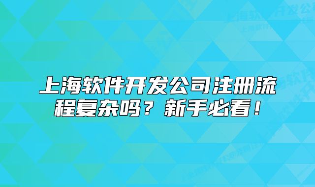 上海軟件開發(fā)公司注冊(cè)流程復(fù)雜嗎？新手必看！