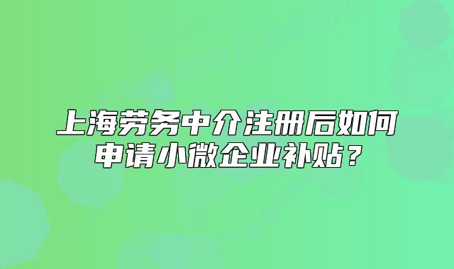 上海勞務(wù)中介注冊后如何申請小微企業(yè)補(bǔ)貼？