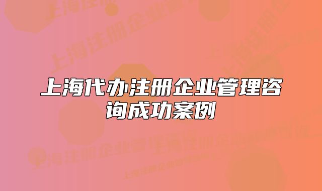 上海代辦注冊企業(yè)管理咨詢成功案例
