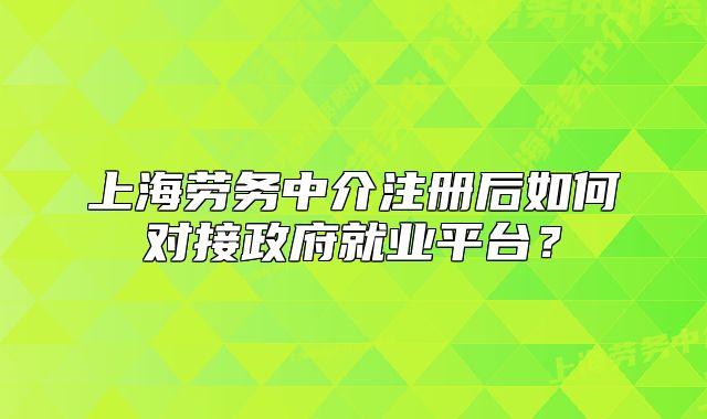 上海勞務(wù)中介注冊后如何對接政府就業(yè)平臺？
