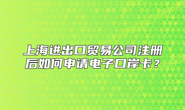 上海進(jìn)出口貿(mào)易公司注冊(cè)后如何申請(qǐng)電子口岸卡？