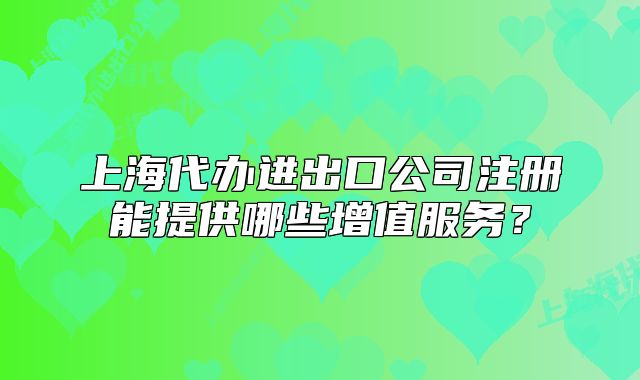 上海代辦進出口公司注冊能提供哪些增值服務？