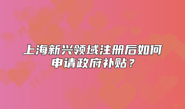 上海新興領(lǐng)域注冊后如何申請政府補(bǔ)貼？