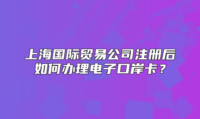 上海國際貿(mào)易公司注冊后如何辦理電子口岸卡？