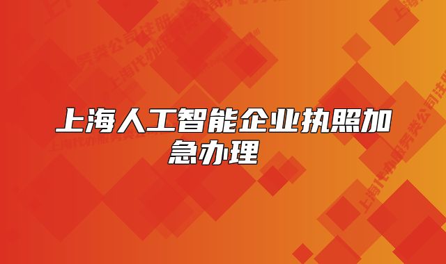 上海人工智能企業(yè)執(zhí)照加急辦理 