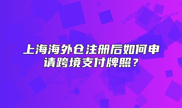 上海海外倉注冊后如何申請跨境支付牌照？
