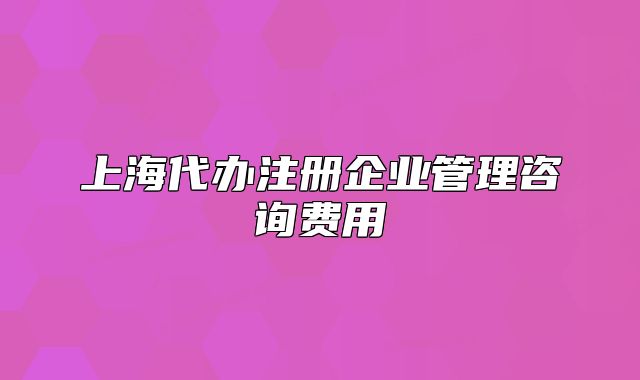 上海代辦注冊(cè)企業(yè)管理咨詢費(fèi)用