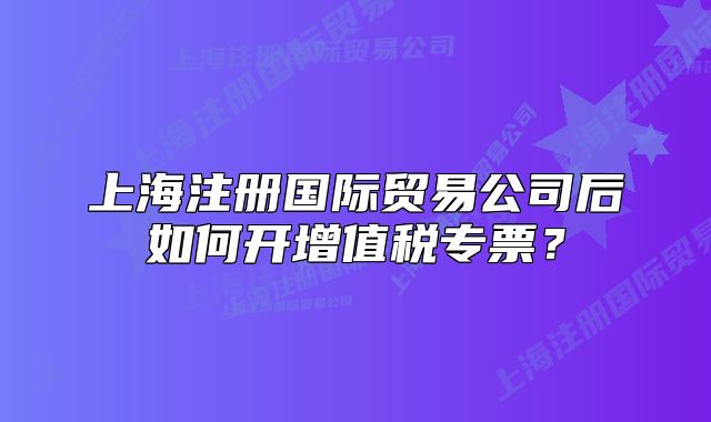 上海注冊國際貿(mào)易公司后如何開增值稅專票？
