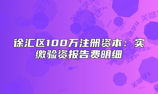 徐匯區(qū)100萬注冊資本：實繳驗資報告費明細