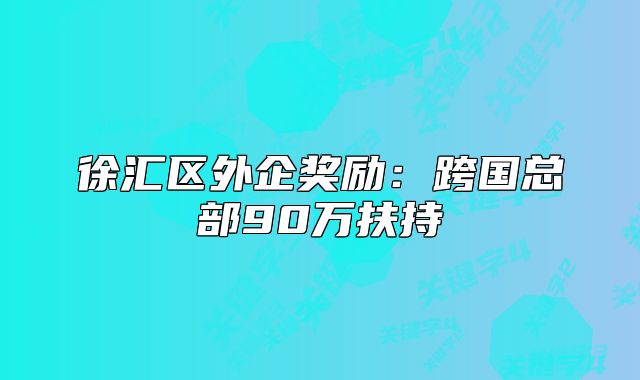 徐匯區(qū)外企獎勵：跨國總部90萬扶持