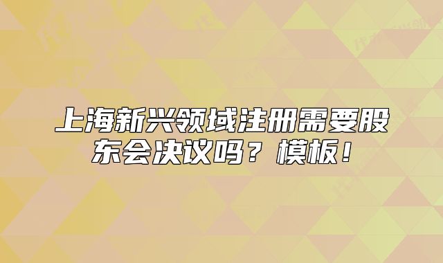 上海新興領(lǐng)域注冊需要股東會決議嗎？模板！