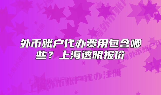 外幣賬戶代辦費用包含哪些？上海透明報價