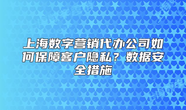 上海數(shù)字營銷代辦公司如何保障客戶隱私？數(shù)據(jù)安全措施