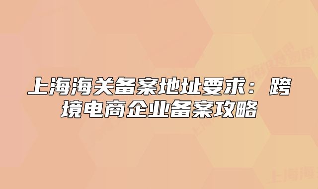 上海海關(guān)備案地址要求：跨境電商企業(yè)備案攻略