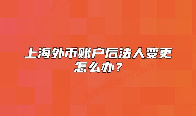 上海外幣賬戶后法人變更怎么辦？