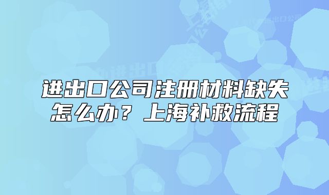 進出口公司注冊材料缺失怎么辦？上海補救流程