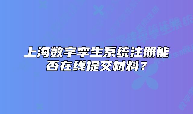 上海數(shù)字孿生系統(tǒng)注冊能否在線提交材料？