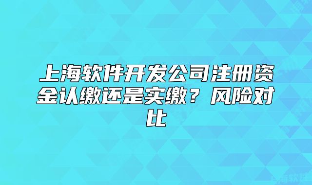 上海軟件開發(fā)公司注冊資金認繳還是實繳？風險對比