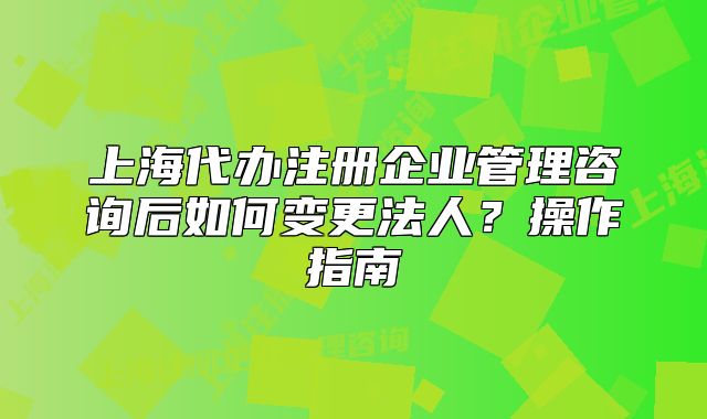 上海代辦注冊(cè)企業(yè)管理咨詢后如何變更法人？操作指南