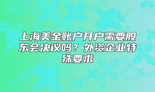 上海美金賬戶開戶需要股東會決議嗎？外資企業(yè)特殊要求