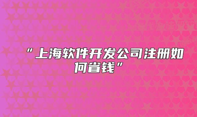 “上海軟件開(kāi)發(fā)公司注冊(cè)如何省錢”
