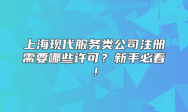 上?，F(xiàn)代服務(wù)類公司注冊(cè)需要哪些許可？新手必看！