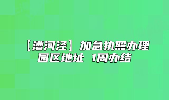 【漕河涇】加急執(zhí)照辦理 園區(qū)地址 1周辦結(jié)