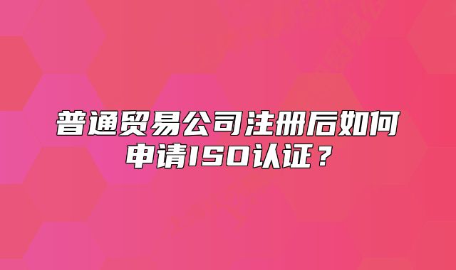 普通貿(mào)易公司注冊(cè)后如何申請(qǐng)ISO認(rèn)證？