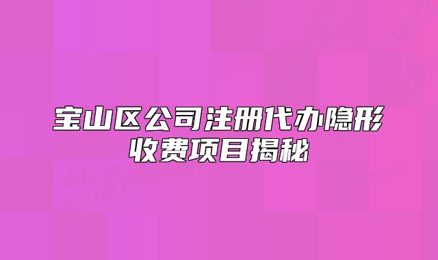 寶山區(qū)公司注冊代辦隱形收費項目揭秘