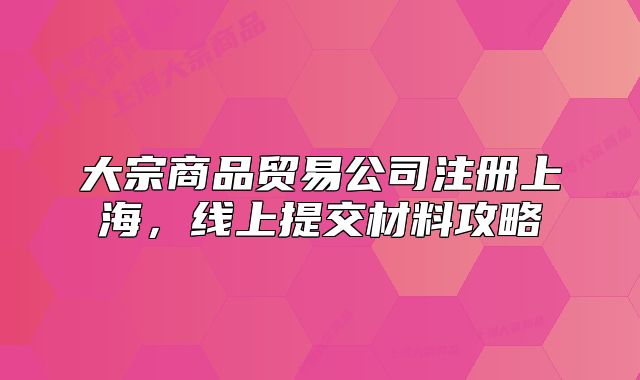 大宗商品貿(mào)易公司注冊(cè)上海，線上提交材料攻略