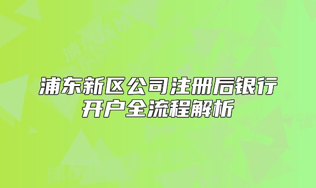 浦東新區(qū)公司注冊后銀行開戶全流程解析