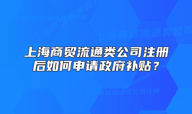 上海商貿(mào)流通類公司注冊后如何申請政府補貼？