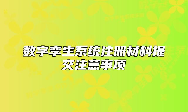 數(shù)字孿生系統(tǒng)注冊(cè)材料提交注意事項(xiàng)