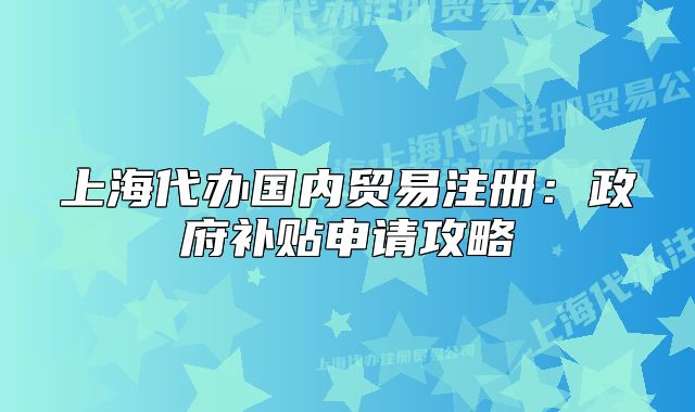 上海代辦國內(nèi)貿(mào)易注冊：政府補貼申請攻略