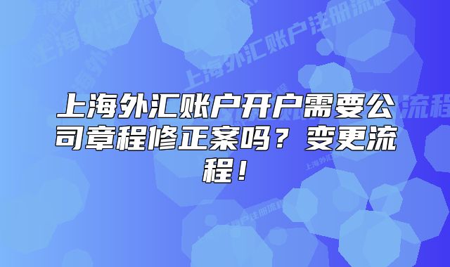 上海外匯賬戶開(kāi)戶需要公司章程修正案嗎？變更流程！