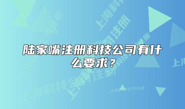 陸家嘴注冊科技公司有什么要求？